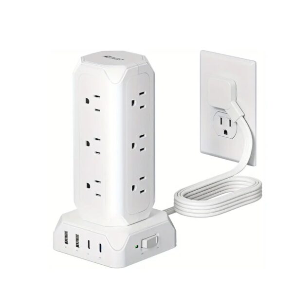 SUPERDANNY Power Strip Tower, 12 Outlets With 35W USB(2 USB-A & 2 USB-C) Charging Station