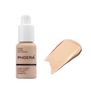 ABRUS - Foundation, Full Coverage Foundation, Soft Matte, Foundation Makeup Flawless Cream Smooth Long Lasting 24HR Waterproof and Blendable 30ml (#102 Nude)