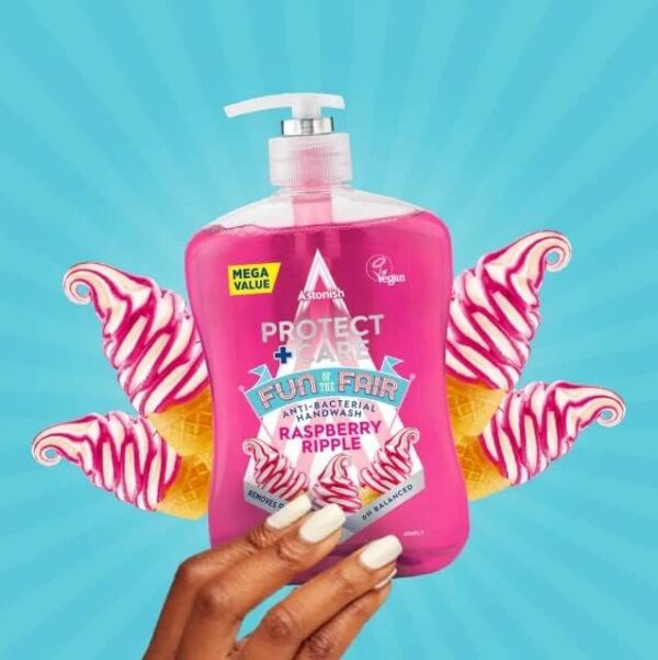 Astonish Fun of the Fair Protect and Care Moisturising Hand Wash Soap, Rasberry Ripple, 600ml - Image 2