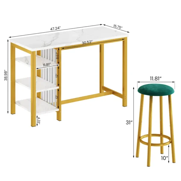 Lamerge A Three-Piece Table and Chair Set Suitable for Both the Living Room and Kitchen - Image 2