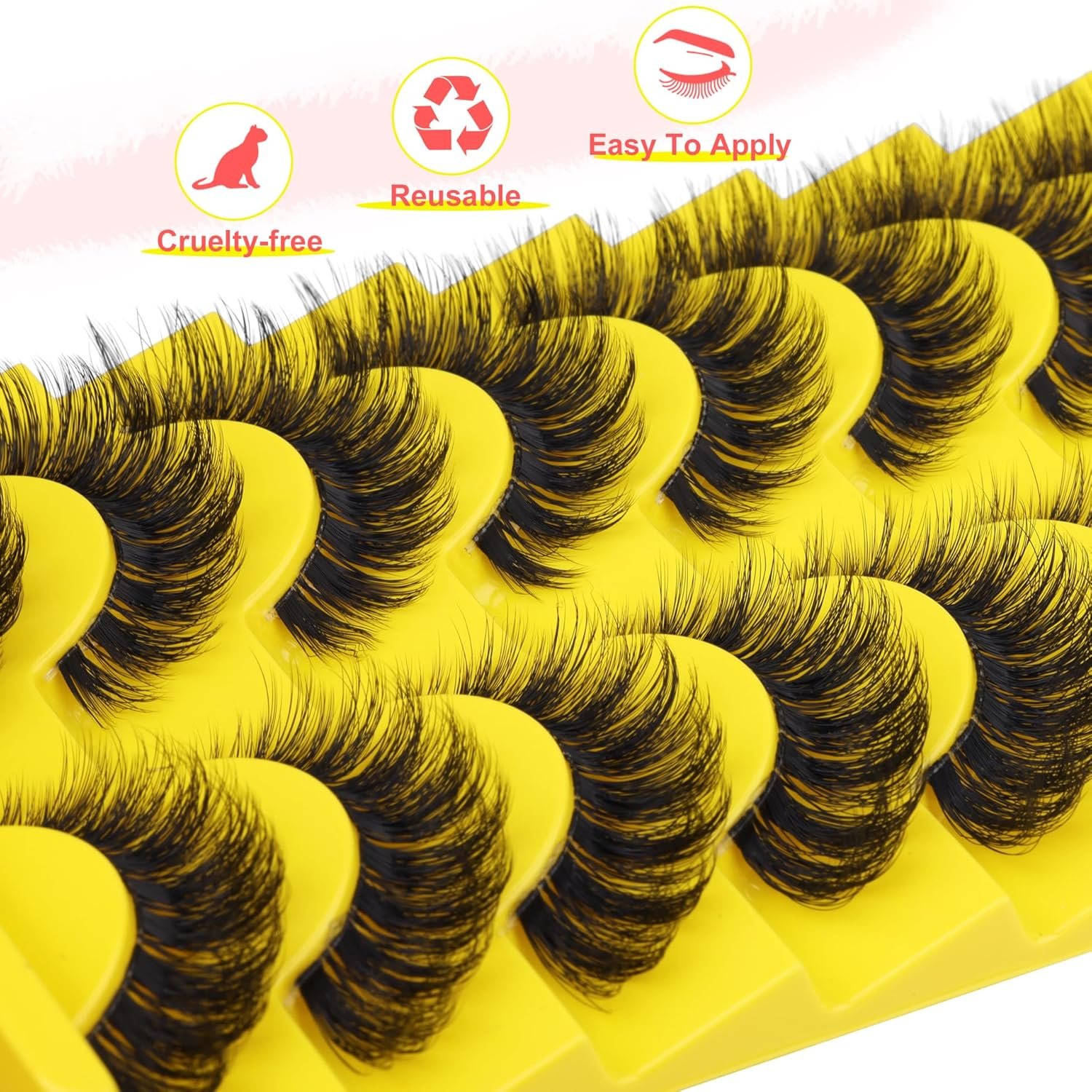 Cat Eye Lashes D Curl Russian Strip Lashes 17mm Fluffy False Eyelashes, 8 Pairs - Image 4