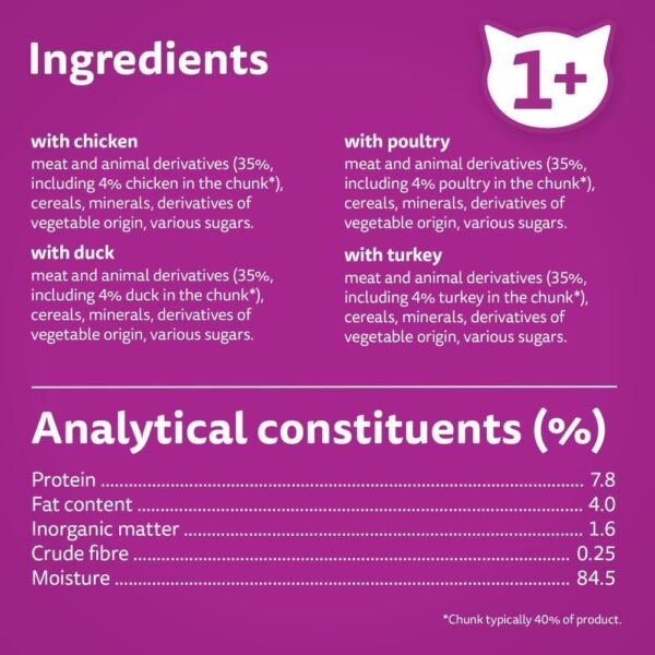 Whiskas 1+ Adult Poultry Selection in Jelly 40 Pouches, Adult Wet Cat Food, Megapack (40 x 85 g) - Image 4