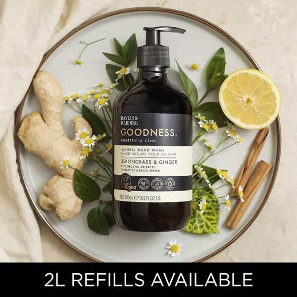 Baylis & Harding Goodness Lemongrass & Ginger Hand Wash, 500 ml (Pack of 3) - Vegan Friendly - Image 2