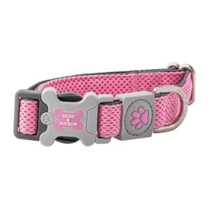 HUGO & HUDSON Dog Collar with Quick Release Safety Buckle and Quick Dry Mesh Fabric, Pink, L