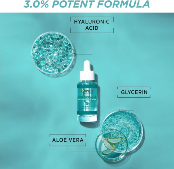 Garnier SkinActive Hyaluronic Aloe Super Serum - With 3% Hyaluronic Acid Aloe Vera & Glycerin, 30ml - Image 4