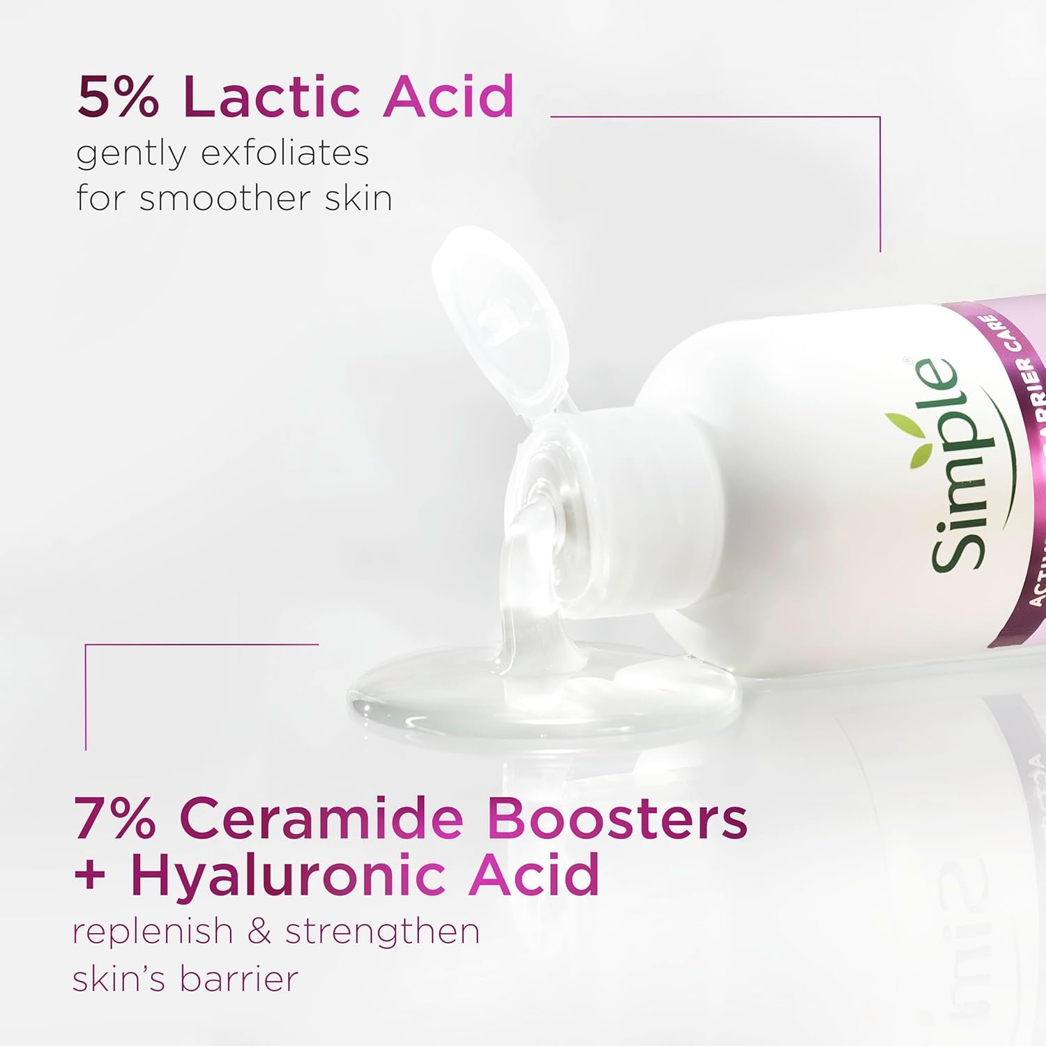 Simple Smoothing Gel Cleanser Face Cleanser - with 5% Lactic Acid and Hyaluronic Acid 230 ml - Image 3