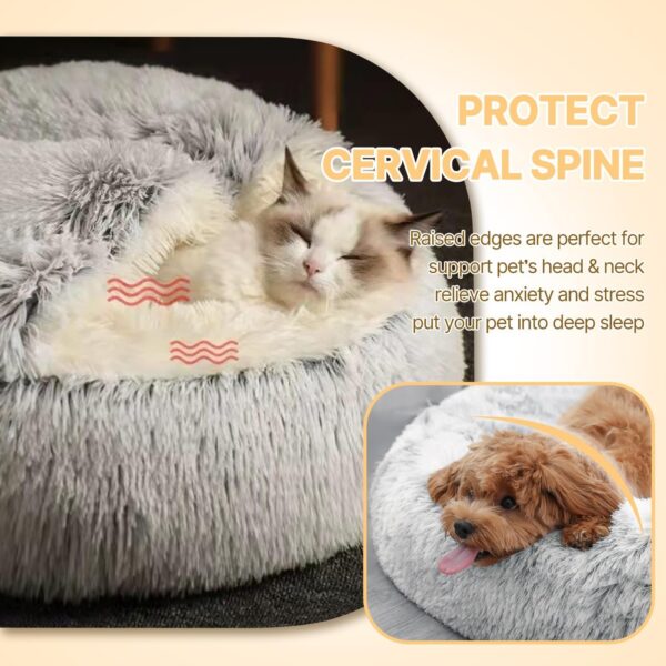 alming Dog Bed Fluffy Plush Pet Bed under 10kg,Washable Anti Anxiety Small Medium Dog Bed - Image 2