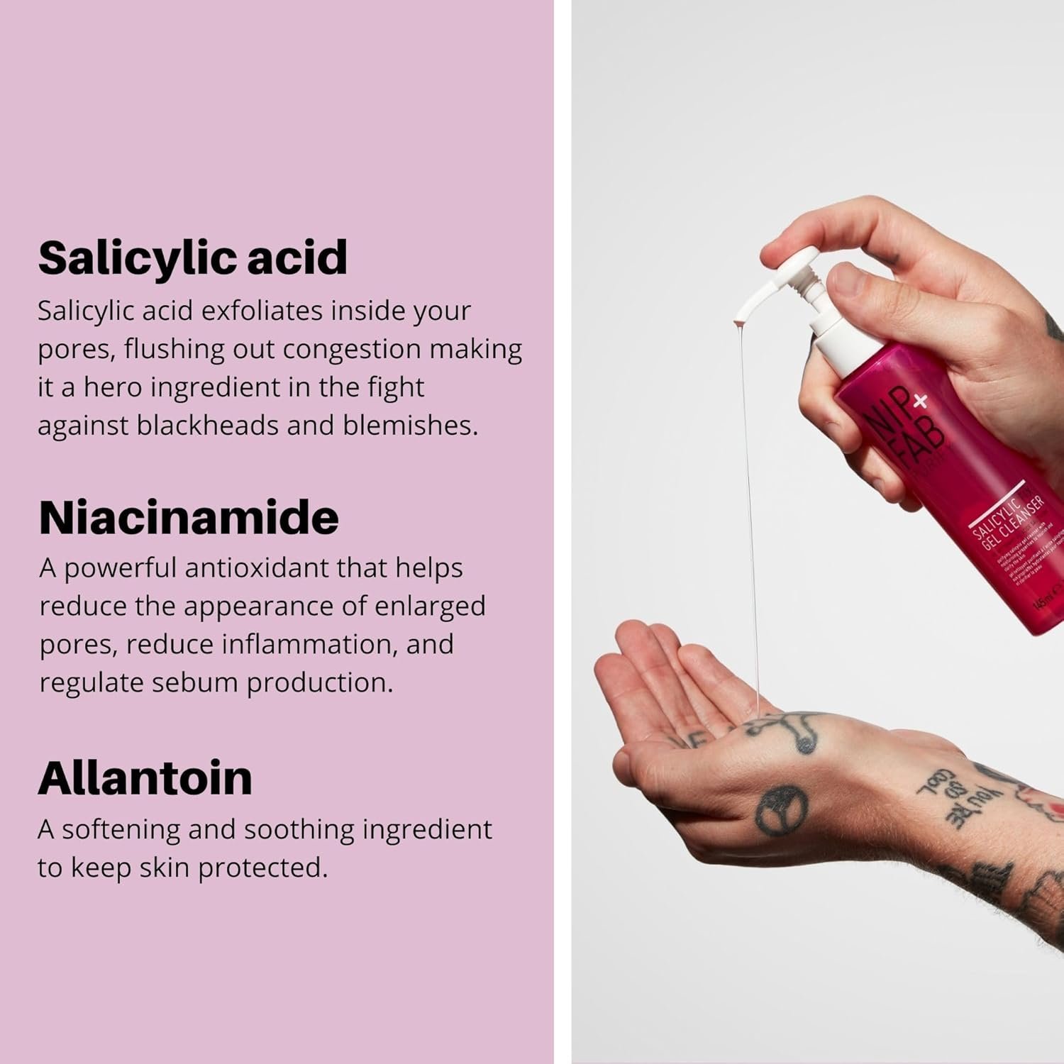 Nip + Fab Salicylic Fix Gel Face Cleanser with Niacinamide, Hydrating BHA Facial Cleansing Face Wash, 145 ml - Image 3
