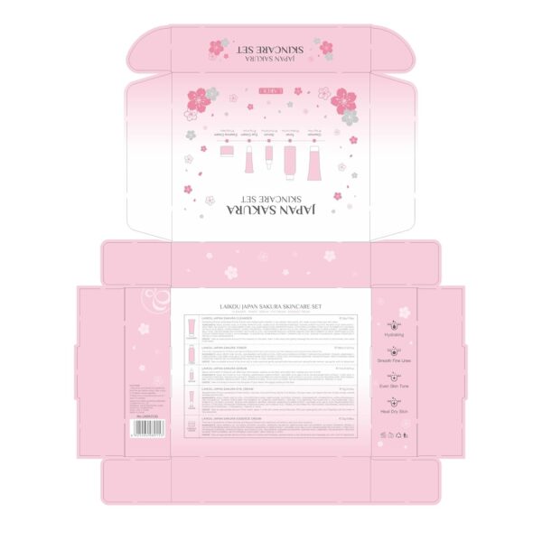 LAIKOU SkinCare Set, JAPAN Sakura Skin Care Sets & Kits - Cleanser,Toner,Face Serum,Eye Cream, Face Cream, Gift Set for Teenage Girls Women Mom Daughter Birthday, Travel Kit for All Skin Types, 5pcs - Image 6