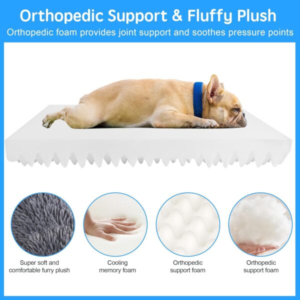 Dog Bed Medium - Pet Bed with Sofa Pillow, Fluffy Dog Sofa, Luxury Dog Bed with Fluffy Plush, Orthopedic Foam - Image 2