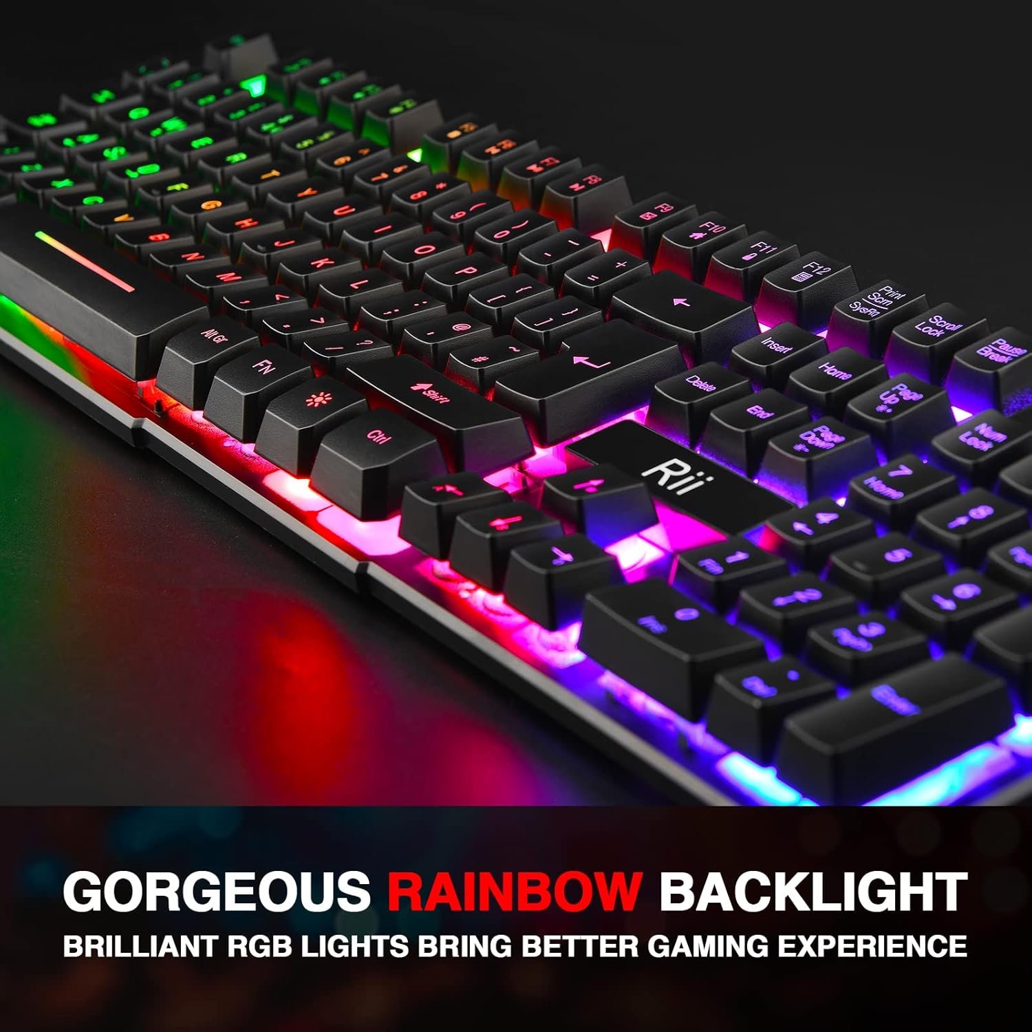 Rii Gaming Keyboard, RK100 Plus Rainbow LED Backlit Keyboard Mechanical Feeling,USB Wired Keyboard for Working Gaming (UK Layout) - Image 5