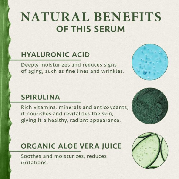 Hyaluronic Acid Serum for Face 100ml, Face Serum Skincare for a Rejuvenated Skin - Collagen Serum for Face with Organic Aloe Vera for Sensitive Skin - Vegan Skin Care by Satin Naturel - Image 7