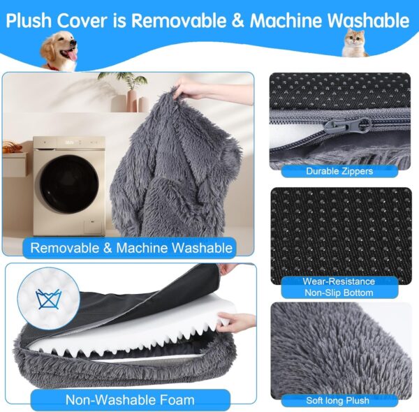 Dog Bed Medium - Pet Bed with Sofa Pillow, Fluffy Dog Sofa, Luxury Dog Bed with Fluffy Plush, Orthopedic Foam - Image 3