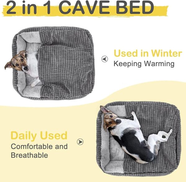 Rectangle XL Dog Bed Warm Hooded Dog Bed, Luxury Super Soft Pet Cave Bed Washable, Fits Up To 20/30/40/60lbs Pets - Image 4