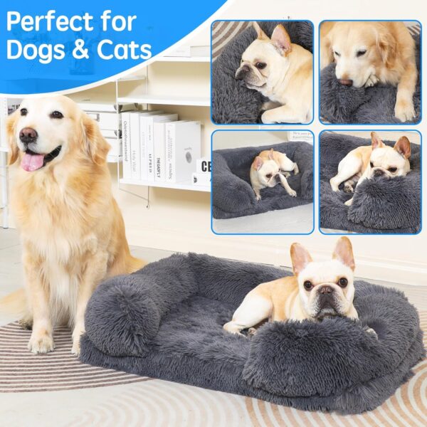 Dog Bed Medium - Pet Bed with Sofa Pillow, Fluffy Dog Sofa, Luxury Dog Bed with Fluffy Plush, Orthopedic Foam - Image 4